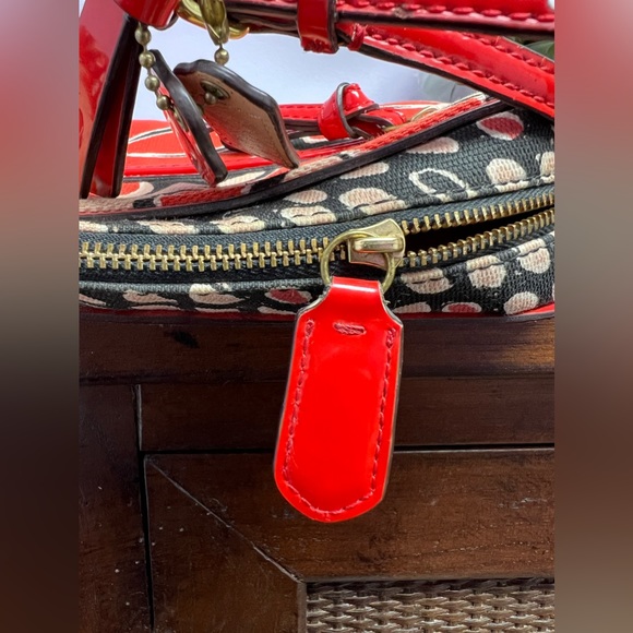 EUC Coach Poppy Flower Scarf Print Red Flight Crossbody - Picture 4 of 15